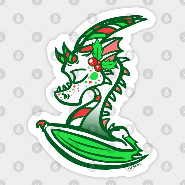 Holly Jolly Dragon Sticker by Jan Grackle